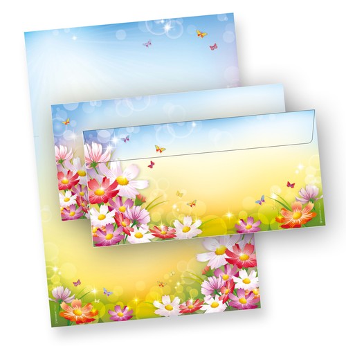 Neu briefpapier set blumen - neu,